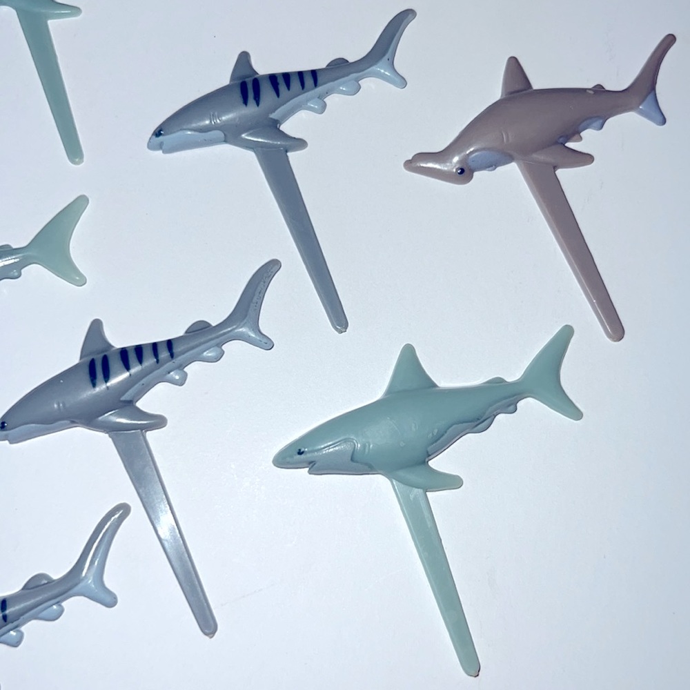 ⭐️3/$15 Shark Cupcake picks 14 various Tiger, Nurse Great-White Shark Bday Party